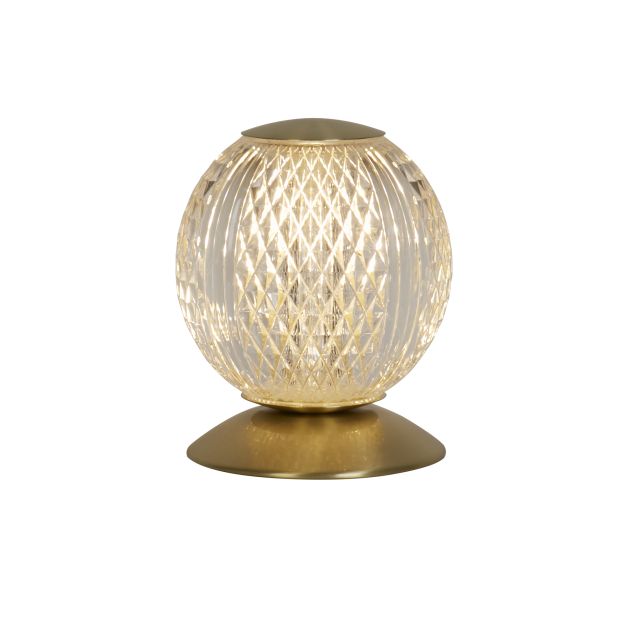 Searchlight Allure - lampe à poser - Ø 11 x 13 cm - laiton satiné et transparent