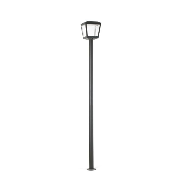 Faro Plaza - lampadaire - Ø 24 x 219 cm - 24W LED inclus - IP54 - gris foncé