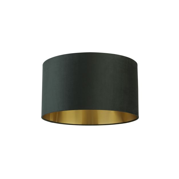 Searchlight Drum Shade - abat-jour - Ø 50 x 28 cm - vert foncé et or brossé
