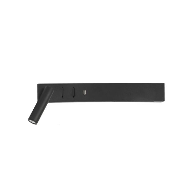 Nova Luce Vida - applique murale avec interrupteur et chargeur USB - 35 x 10 x 8 cm - 5W + 3W LED inclus - noir sable