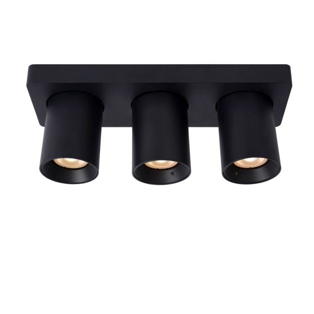 Lucide Nigel - spot en saillie - 30 x 10 x 11,3 cm - 3 x5W dimmable inclus - dim to warm - noir