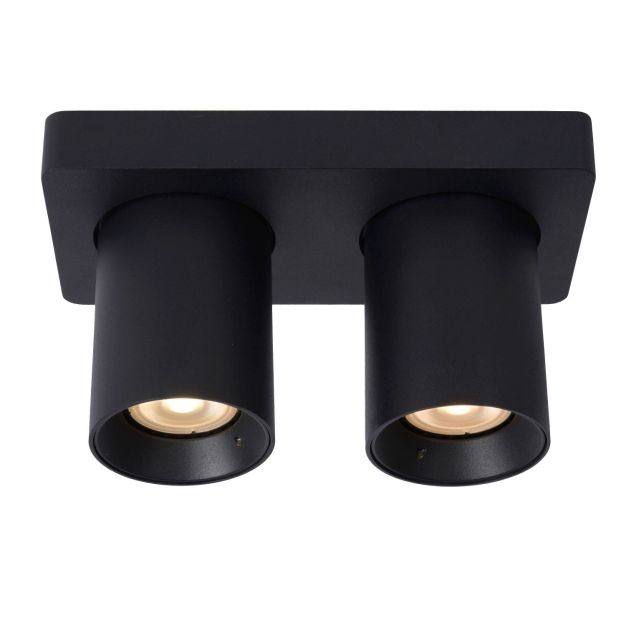 Lucide Nigel - spot en saillie - 20 x 10 x 11,3 cm - 2 x 5W dimmable inclus - dim to warm - noir