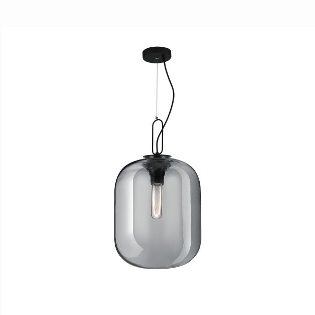 Nova Luce Hunter - lampe suspendue - Ø 25 x 130 cm - verre fumé