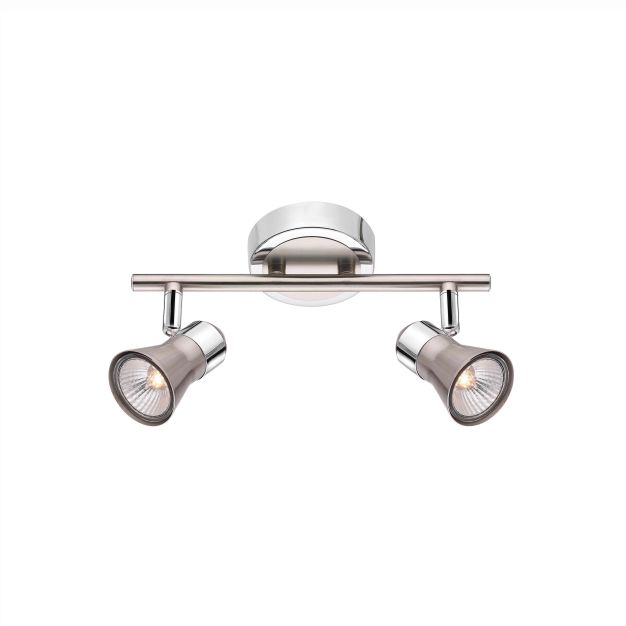 Nova Luce Galeria - spot en saillie 2L - 25 x 16,5 cm - nickel satiné