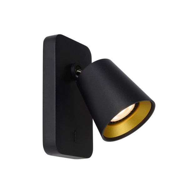 Lucide Turnon - applique murale - 9 x 16 x 12,3 cm - 5W LED inclus - dim to warm - noir