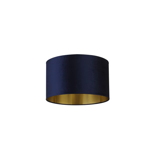 Searchlight Drum Shade - abat-jour - Ø 40 x 24 cm - bleu marine et or brossé