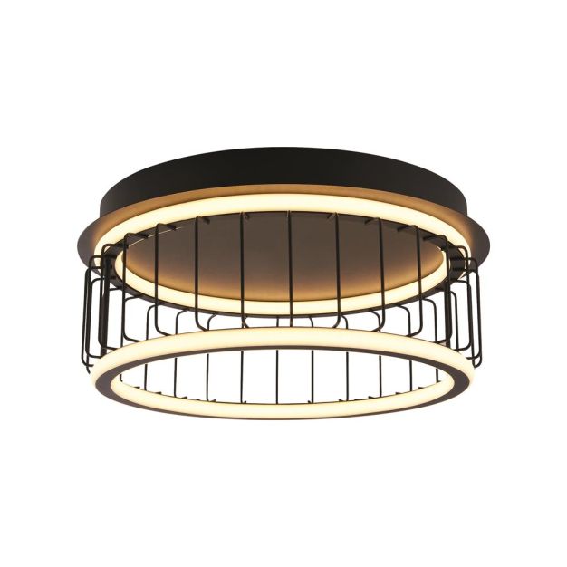 Searchlight Circolo - plafonnier - Ø 40 x 18 cm - 3 niveaux de gradation - 40W LED inclus - noir et blanc