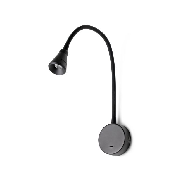 Faro Bell - applique murale avec interrupteur - 4 x 50 x 4 cm - 3W LED inclus - noir mat