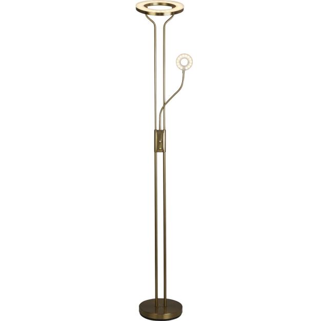 Searchlight Mother & Child - lampadaire avec liseuse - Ø28 x 193 cm - 25,5W + 5W LED dimmable inclus - laiton satiné