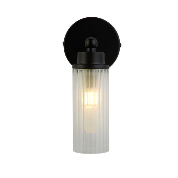 Searchlight Imperial - applique murale - 10 x 22 cm - IP44 - noir mat et transparent
