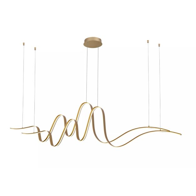 Lucide Lambada - lampe suspendue - 160 x 24 x 220 cm - 2 x 55W LED dimmable inclus - gold
