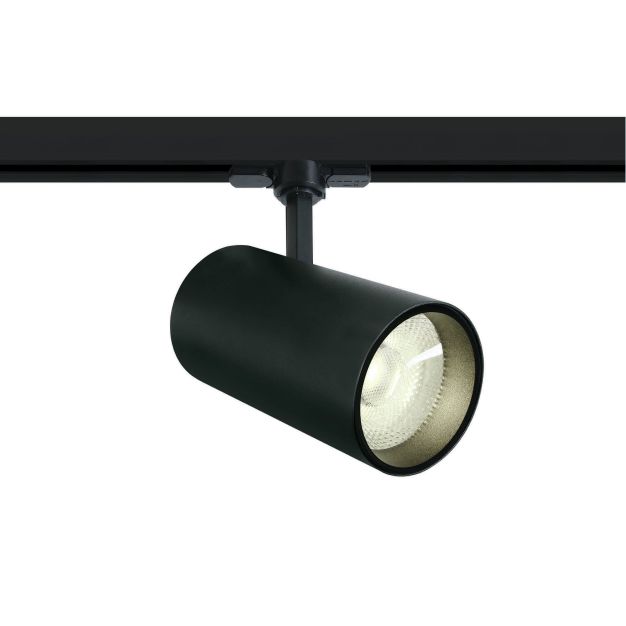 ONE Light COB Cylinder - spot sur rail avec COB LED - système de rail triphasé - Ø 9 x 20 cm - 30W LED inclus - noir - couleur de lumière blanche