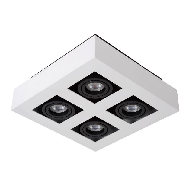 Lucide Xirax - spot en saillie - 25 x 25 x 8,8 cm - 4 x 5W LED dimmable inclus - dim to warm - white