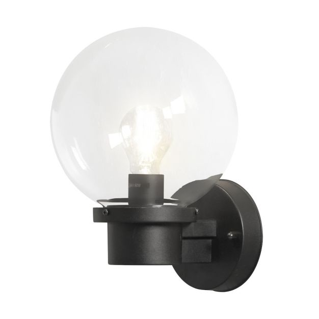 Konstsmide Nemi Up - lampe murale extérieure avec capteur - 20 x 27 x 29 cm - IP44 - noir mat et transparent