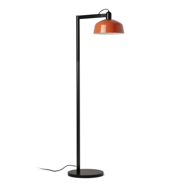 Faro Tatawin - lampadaire - 30 x 47,7 x 148 cm - noir satiné et orange rougeâtre brillant