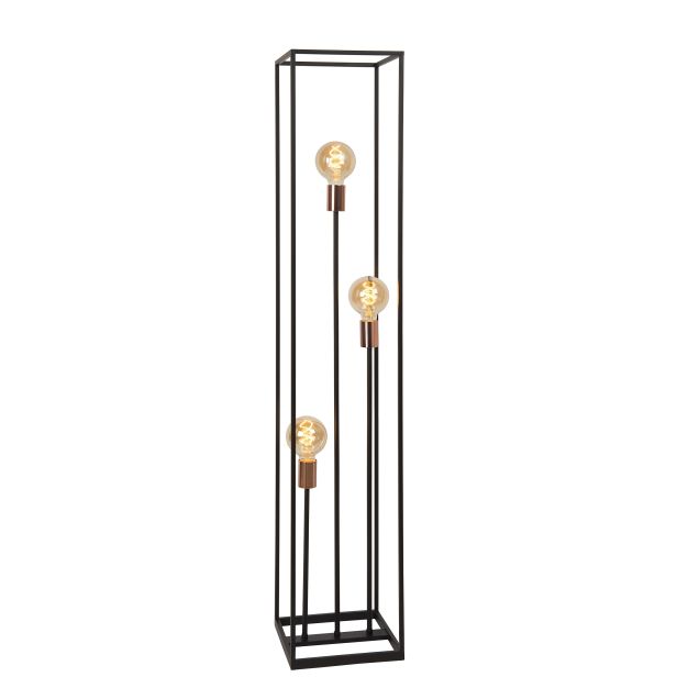 Lucide Arthur - lampadaire - 25 x 25 x 140 cm - noir et cuivre