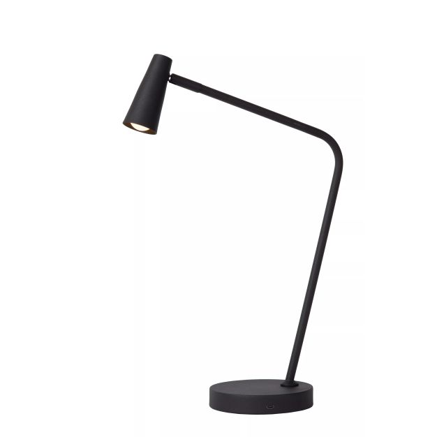 Lucide Stirling - lampe de table rechargeable - 30,5 x 14 x 47,5 cm - 3 step dimmer - 3W dimmable LED inclus - noir