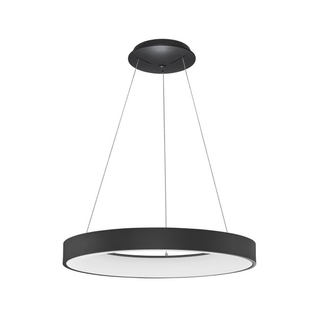 Nova Luce Rando Thin - lampe suspendue - Ø 60 x 120 cm - 50W dimmable LED inclus - sand black - warm white light colour