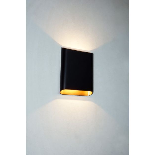 Artdelight Diaz Large - applique murale - 4 x 14,5 x 20 cm - 2 x 6W LED inclus - IP65 - noir avec or