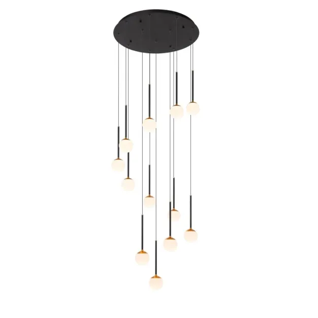 Lucide Calina - lampe suspendue - Ø 69,9 x 169,3 cm - 12 x 7,7W LED dimmable inclus - noir