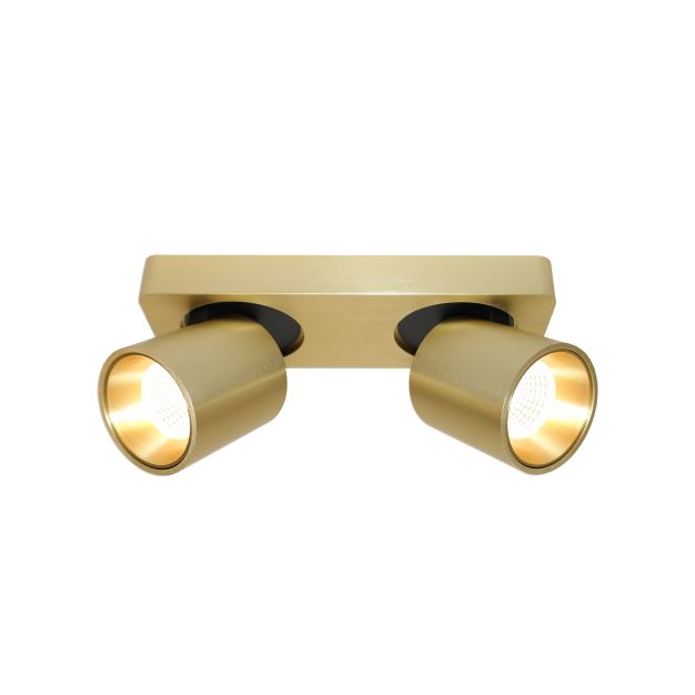 Artdelight Laguna - spot en saillie 2L - 22 x 8,5 x 9,5 cm - 2 x 6W LED dimmable inclus - doré brossé