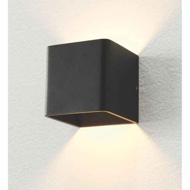 Artdelight Fulda - applique murale - 10 x 10 x 10 cm - 6W LED dimmable inclus - dim to warm - noir