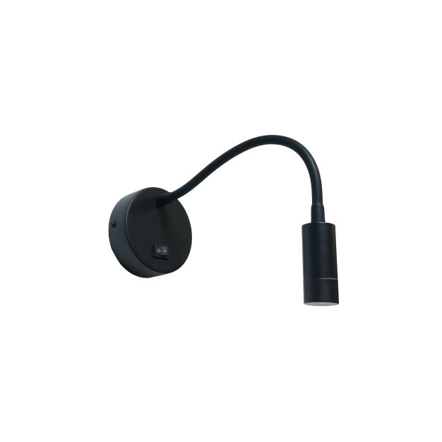 Artdelight Flexi-C - applique murale avec interrupteur - Ø 10 x 34 cm - 3W LED inclus - noir