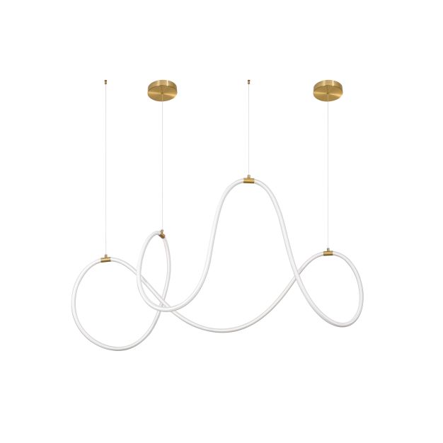 Nova Luce Cerelia - lampe suspendue - 150 x 60 x 120 cm - 57W dimmable LED inclus - laiton doré et blanc