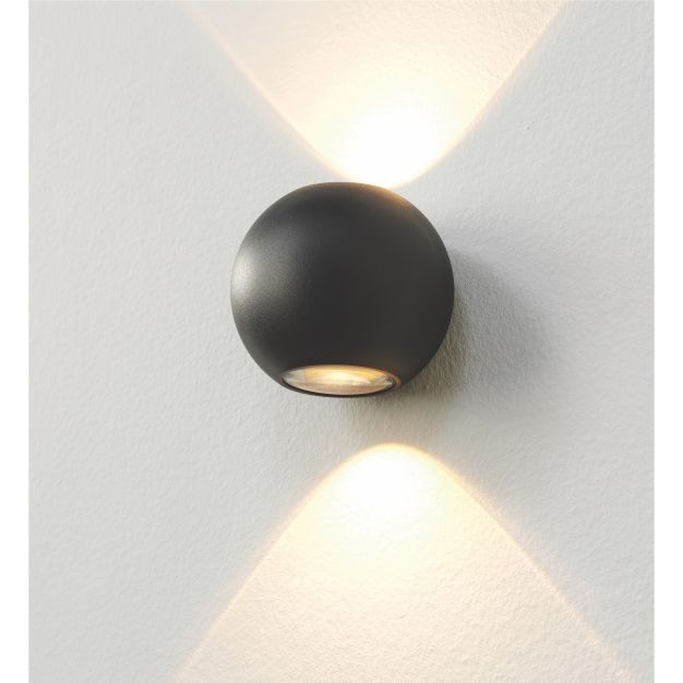 Artdelight Denver - applique murale extérieure - Ø 10 cm - 2 x 4W LED dimmable inclus - IP54 - noir