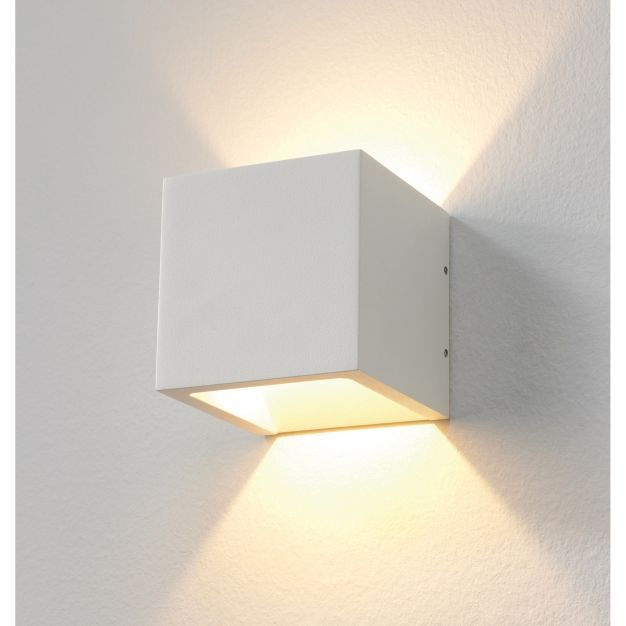 Artdelight Cube - applique murale extérieure - 10 x 10 x 10 cm - 6W LED dimmable inclus - IP54 - blanc