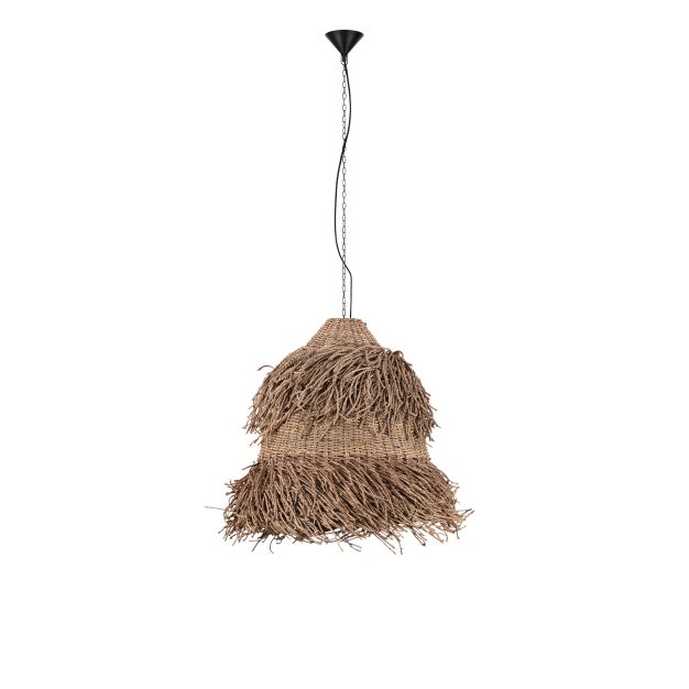 Nova Luce Hay - lampe suspendue - Ø 80 x 200 cm - joncs de mer naturel et noir