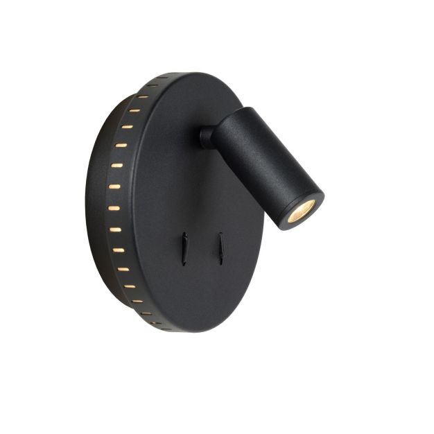Lucide Bentjer - applique murale -Ø 14 x 10,5 cm - 6W + 3W LED inclus - noir