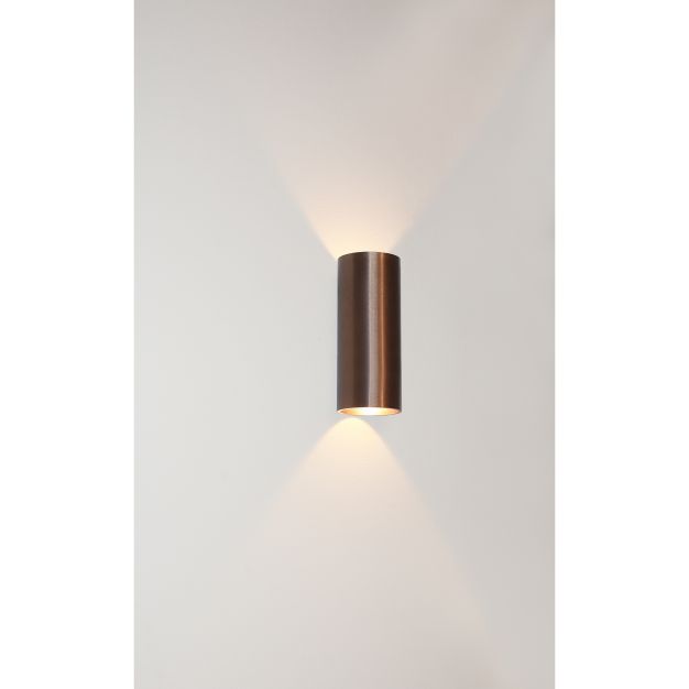 Artdelight Brody2 - applique murale - 7,2 x 7,2 x 18 cm - 2 x 4W LED dimmable inclus - IP54 - bronze brossé