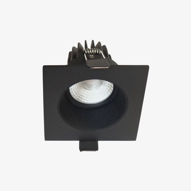 Artdelight Venice 2708 - spot encastrable - 80 x 80 mm, Ø 68 mm encastrable - 8W LED dimmable inclus - IP44 - noir