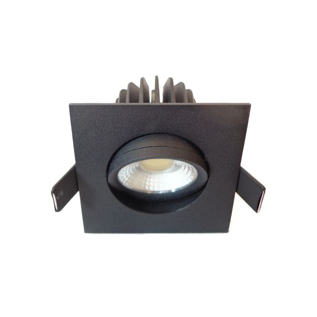Artdelight Venice 2608 - spot encastrable - 80 x 80 mm, Ø 68 mm encastrable - 8W LED dimmable inclus - IP44 - noir