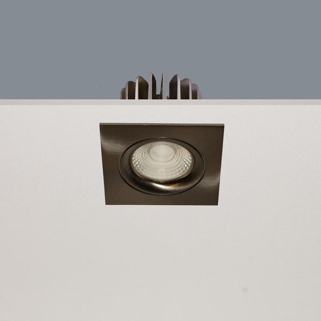 Artdelight Venice 2508 - spot encastrable - 80 x 80 mm, Ø 68 mm encastrable - 8W LED dimmable inclus - IP44 - acier mat