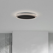 Nova Luce Willow - plafonnier - Ø 60 x 6 cm - 52W LED incus - noir sable