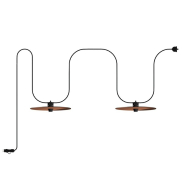 Creative Cables Eiva Ellepì - guirlande lumineuse portable - longueur totale de 5,6 mètres - 2 prises E27 avec support de câble en silicone - IP65 - noir et cuivre