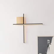 Nova Luce Cross - applique murale - 50 x 50 x 4 cm - 15W LED inclus - or brossé et noir sablé