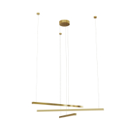 Maxlight Trio - lampe suspendue - 100 x 3,6 x 150 cm - 3 x 12W LED dimmable inclus - or brossé