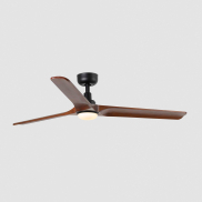 Faro Heywood L - ventilateur de plafond avec lumière - Ø 132 cm - noir mat et noyer foncé