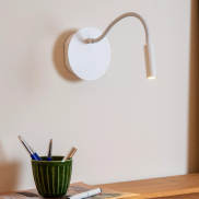 Lucide Jolijn - applique murale avec bras de lecture flexible - rechargeable via câble USB - Ø 11 x 3,2 cm - 2W led inclus - blanc