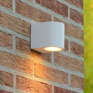 Lucide Zora Round 1 - applique murale extérieure - 6,5 x 9 x 8 cm - 5W LED dimmable inclus - blanc