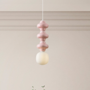 Nova Luce Clio - lampe suspendue - Ø 18 x 240 cm - rose et verre opale