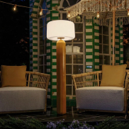 New Garden Phoebe 145 - lampadaire rechargeable à énergie solaire et à batterie avec télécommande - Ø 45 x 143 cm - RGB + blanc 5W LED inclus - IP65 - jaune moutarde - 3000K