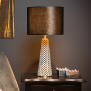 Lucide Extravaganza Velvet - lampe à poser - Ø 25 x 47 cm - noir et gris
