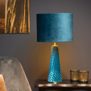 Lucide Extravaganza Velvet - lampe à poser - Ø 25 x 47 cm - turquoise