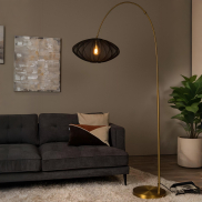 Lucide Corina - lampadaire - 131 x 55 x 192 cm - noir et laiton