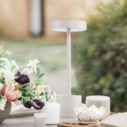 Nova Luce Fumo - lampe de table rechargeable - Ø 11,8 x 30 cm - 2W dimmable LED inclus - IP54 - blanc sablé