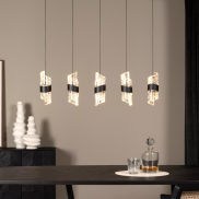 Lucide Kligande - lampe suspendue - 84 x 8 x 150 cm - 5 x 7,8W LED dimmable inclus - noir